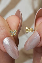 Heliophilia Silver Pendientes de Plata de Ley 925 con Recubrimiento de Oro y Circón